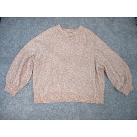 LOFT Sweaters - Loft Beige Gold Metallic Shimmer Fluffy Long Sleeve Sweater Womens XL